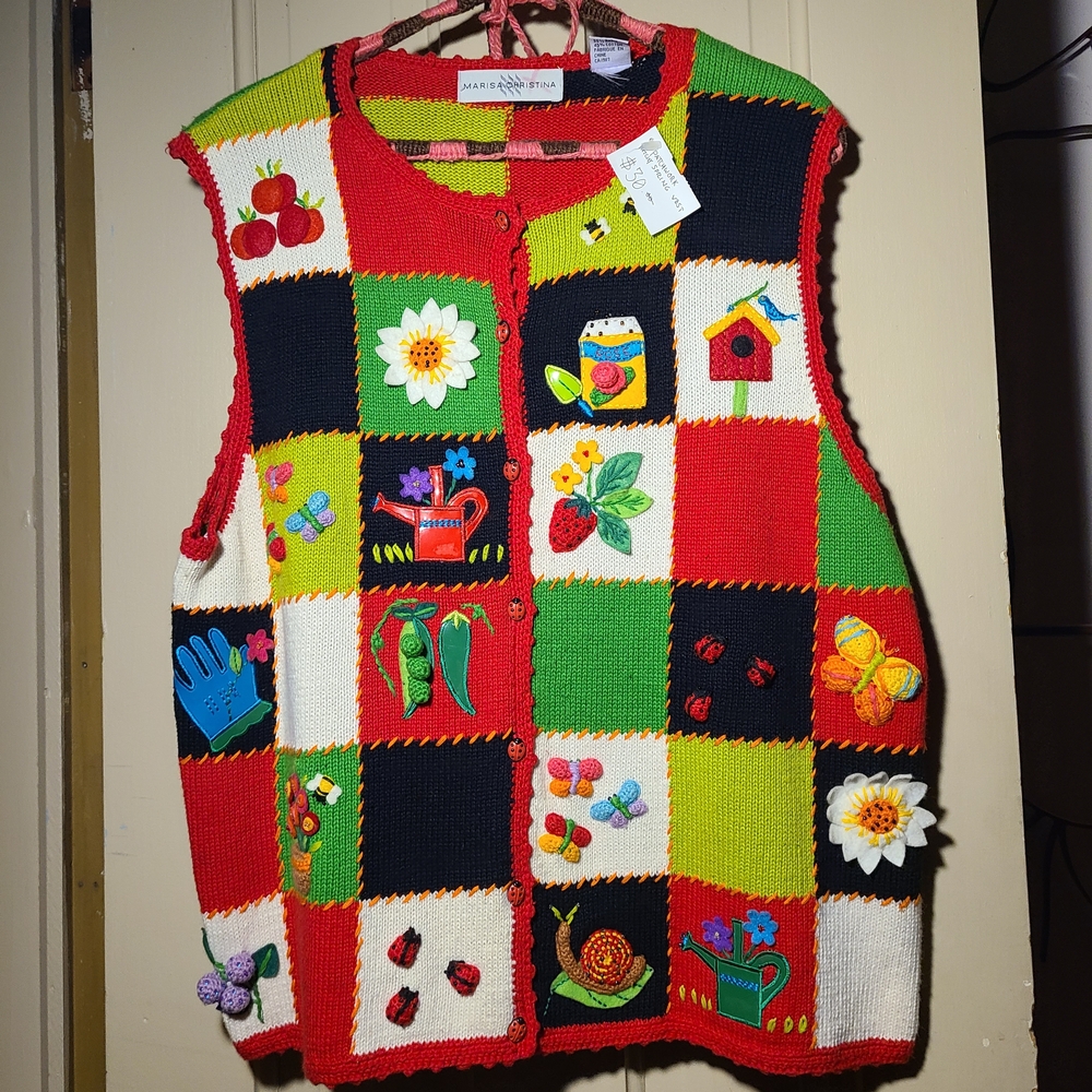 Marisa Christina Colorful Patchwork Sweater Vest